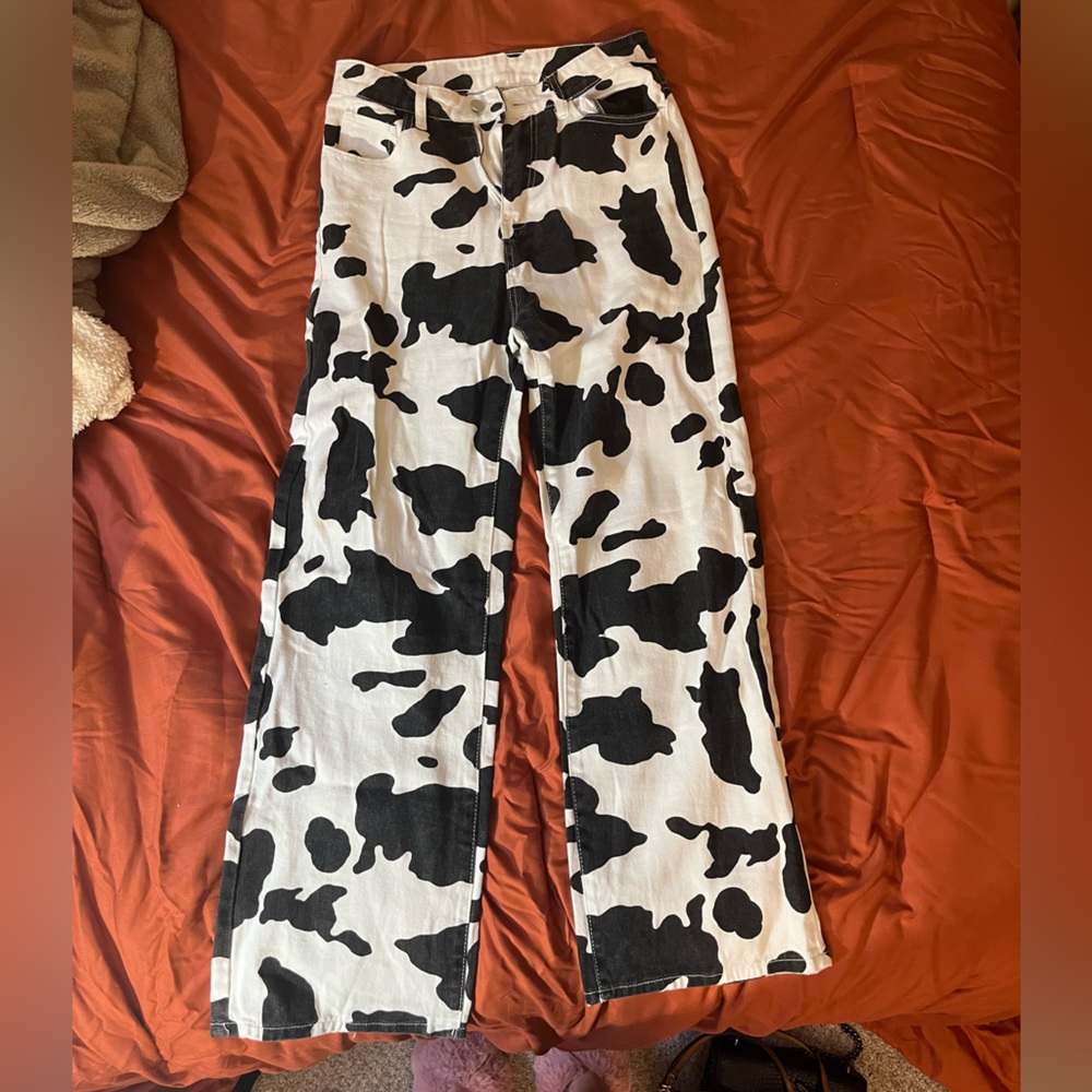 Shein Cow Print Flared Jeans